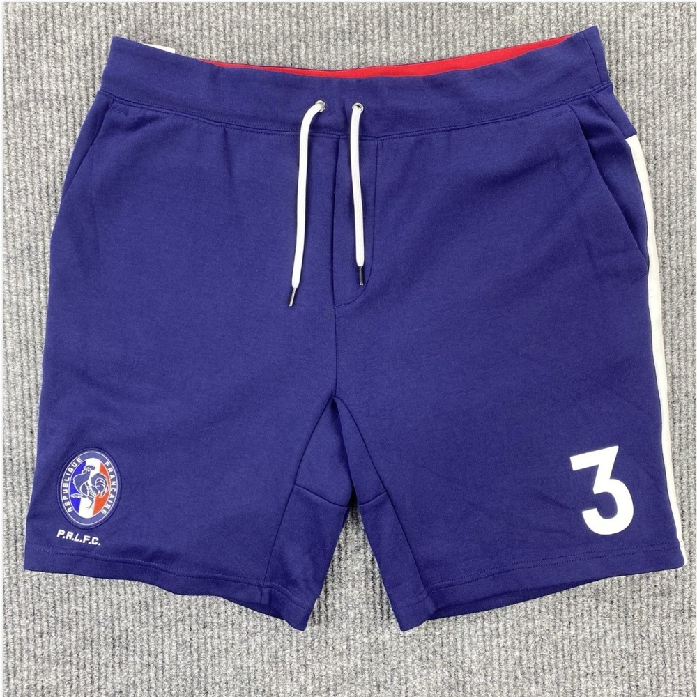 Polo Ralph Lauren France Double Knit Track Shorts Large Blue Cruise Soccer 3